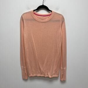 Lululemon Womens Heathered Peachy Pink Bring It Backbend Knit Pullover Sweater L